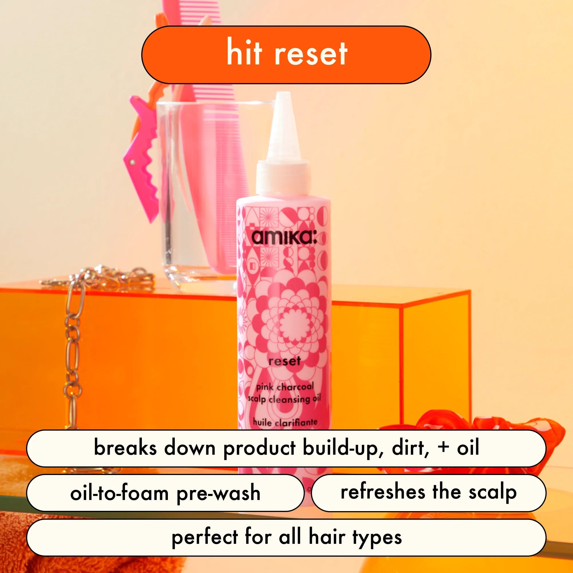 Amika Reset Pink Charcoal Scalp Cleansing Oil-Hodebunnspleie-JKSHOP