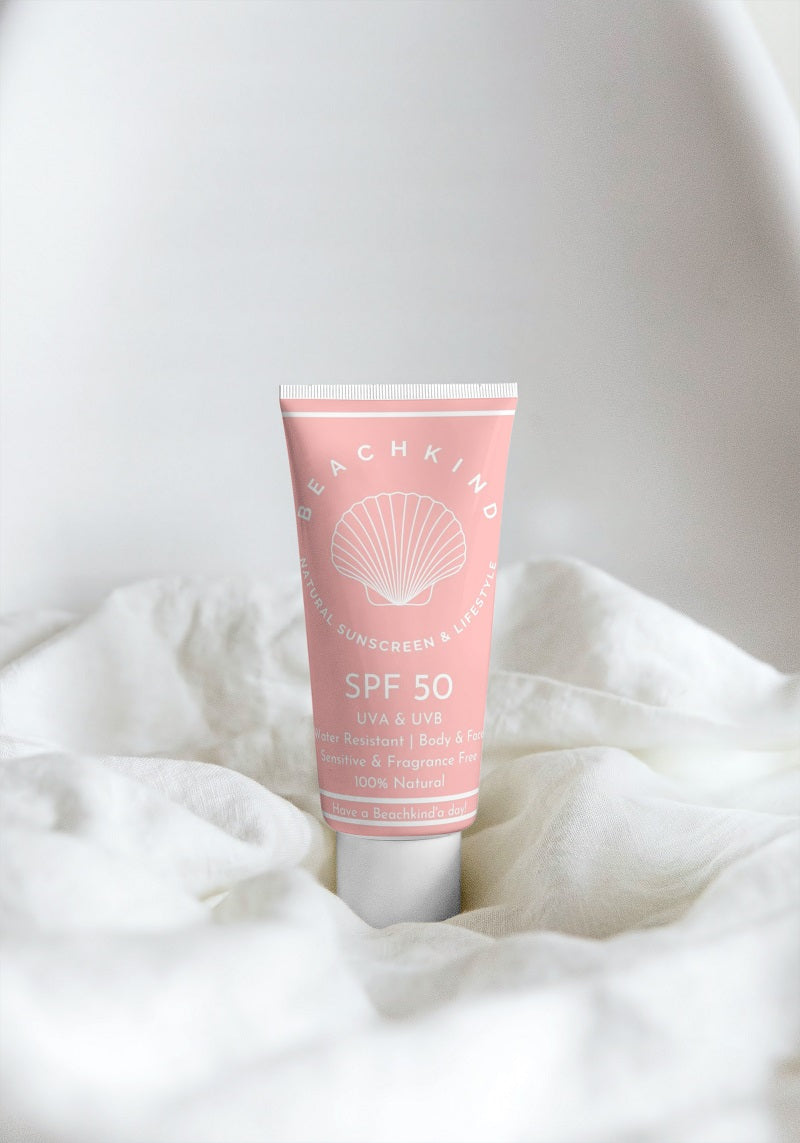 Beachkind Natural Sunscreen Sensitive Fragrance Free SPF 50 - 100ml - Solkrem - JK-Shop