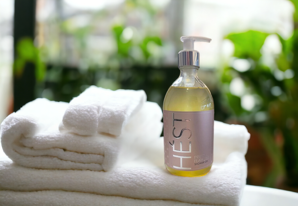 Terrigeno HEST Shower Gel + Rosenkvartsstener Rretty Flawless 500ml - Shower Gel - JK-Shop