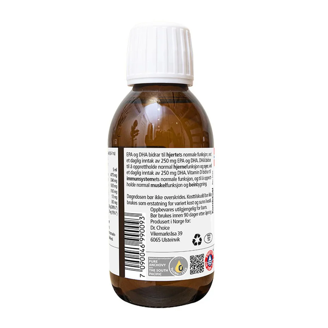 Easy Choice Flytende Høykonsentrert Omega 3 med tilstatt D3 og E - 150ml - Vitaminer & kosttilskudd - JK-Shop