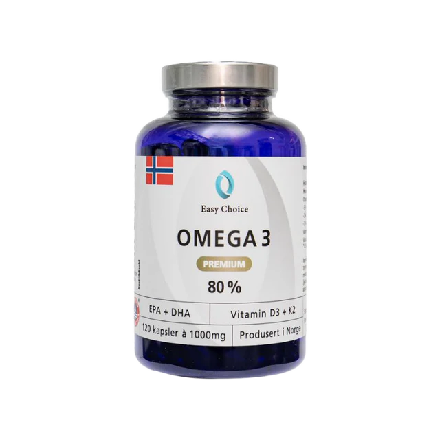 Easy Choice - Omega 3 Premium 1000mg med D3 og K2 - 120 kapsler - Vitaminer & kosttilskudd - JK-Shop