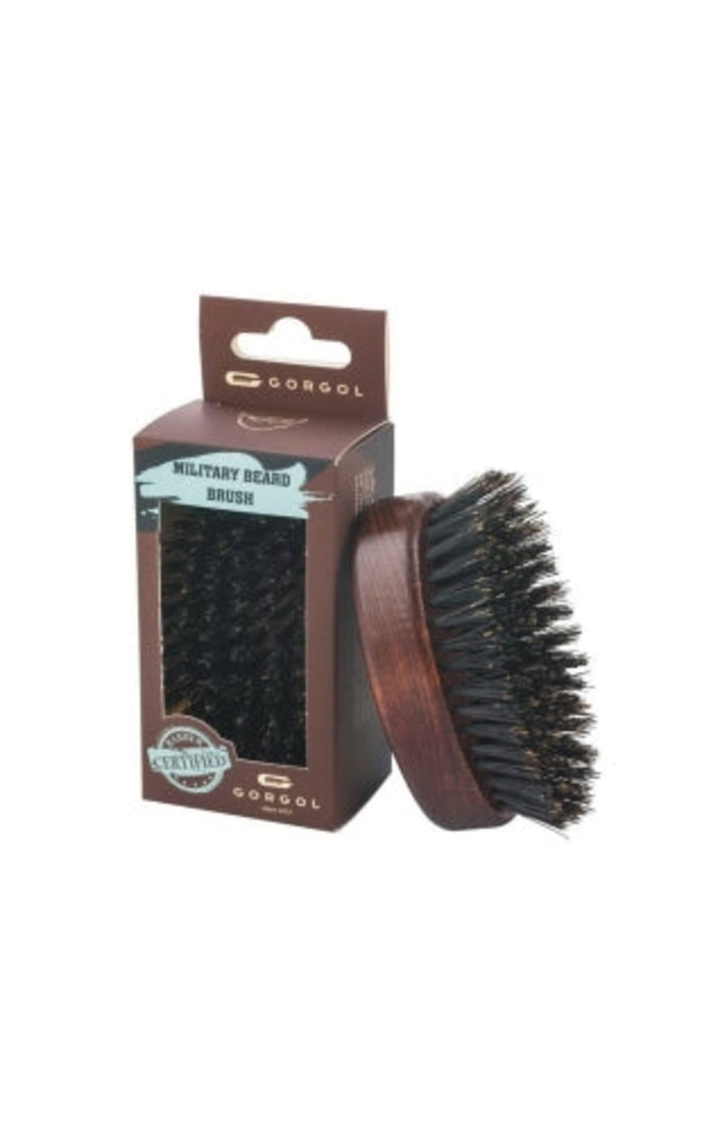 Gorgol, MEDIUM SIZE MILITARY BEARD BRUSH - DARK - Skjeggbørste - JK-Shop