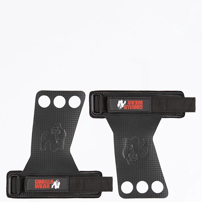 Gorilla Wear 3-Hole Carbon Lifting Grips, Black - Grep - JK-Shop