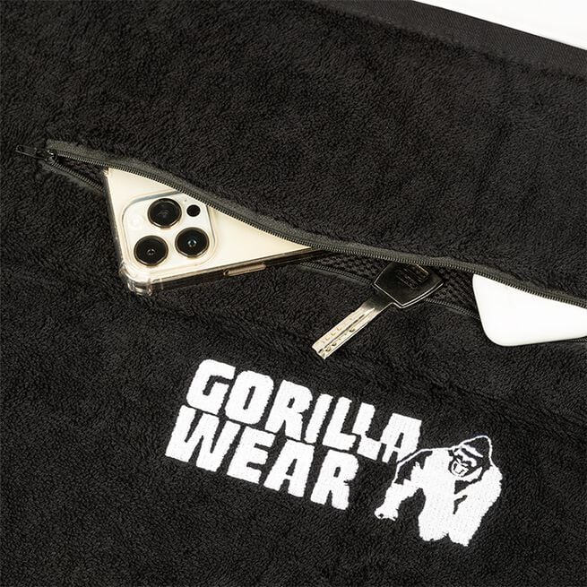 Gorilla Wear Zip Pocket Gym Towel, Black GW - Accessoarer - JK-Shop