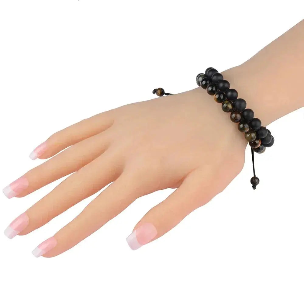 Håndlagde flettede doble natursteinsarmbånd-Armbånd-JKSHOP