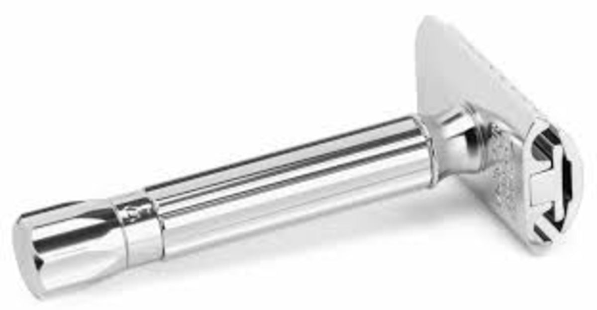 Merkur Metal Knob 500 Bright Chrome - Progress Short Handle - Barberhøvel - JK-Shop