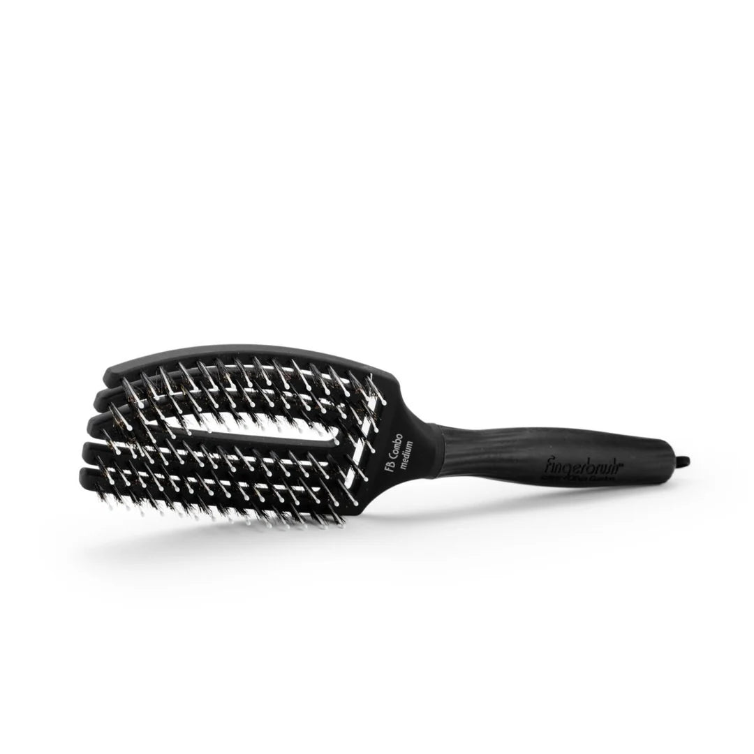 Olivia Garden Finger Brush Boar & Nylon Full Black M - Hårbørste - JK-Shop
