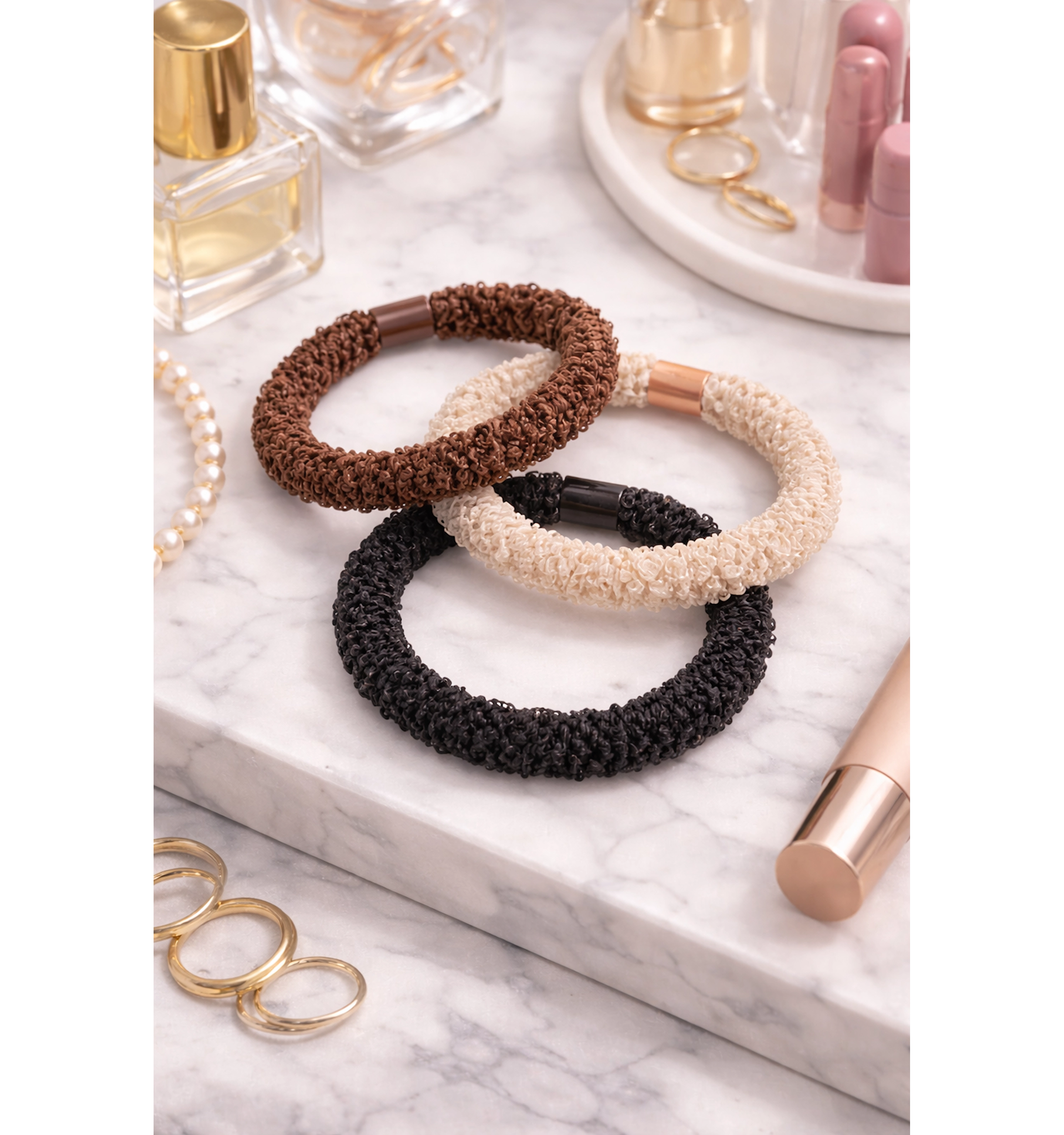 OnFleek Hoops Teddy Blonde - 3 farger - Hårstrikk - JK-Shop