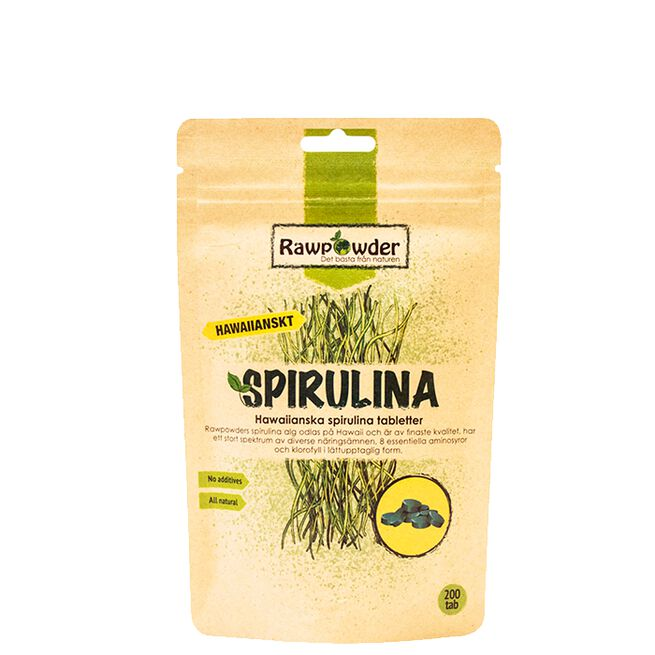 Rawpowder Hawaiianske Spirulinatabletter Økologisk 200 stk - - JK-Shop