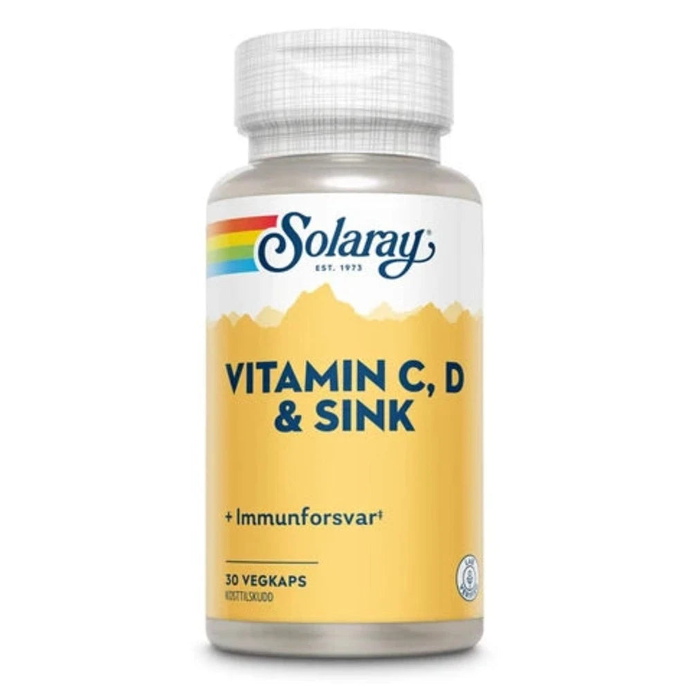 Solaray vitamin C, D & sink 30 kapsler - Vitaminer og kosttilskudd - JK-Shop