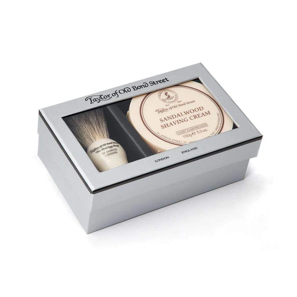 Taylor of old Bond Street, Giftbox Pure Badger & Shaving Cream-Sandalwood-Barbersett-JKSHOP
