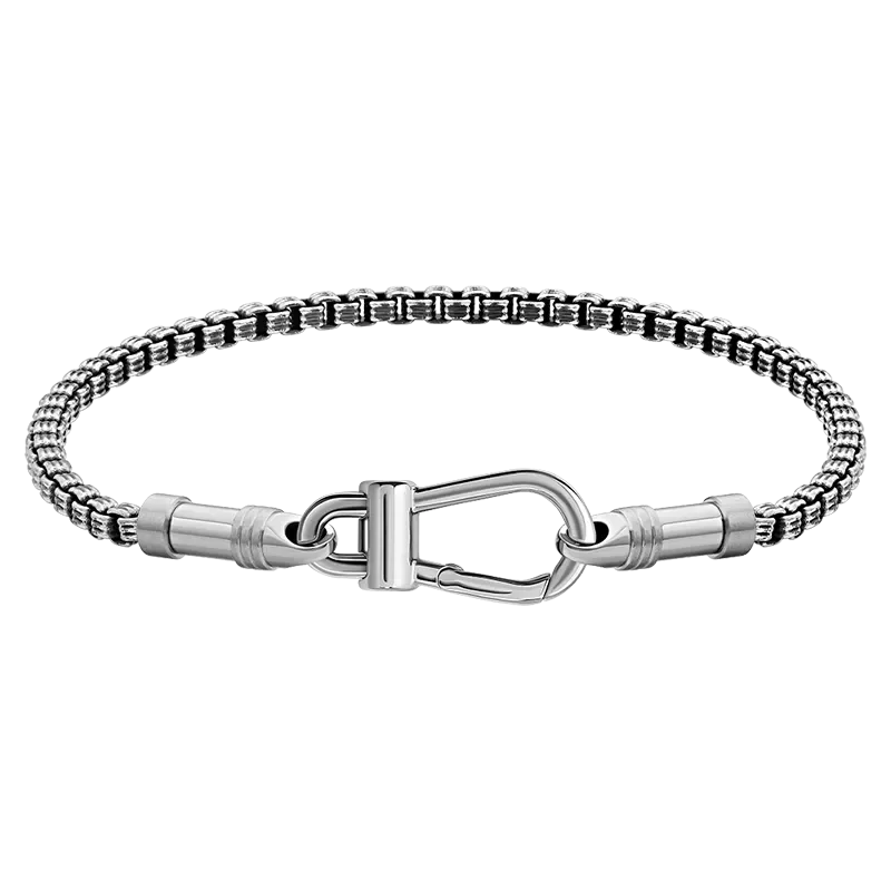BOSS Antique Finish Adjustable Bracelet herrearmbånd i sølvtone med antikk finish