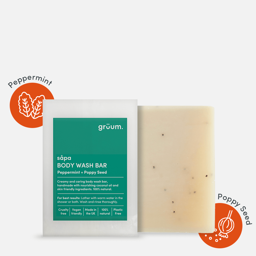 grüum såpa Zero Plastic Body Bar - Peppermint & Poppy Seed-Kroppssåpe-JKSHOP