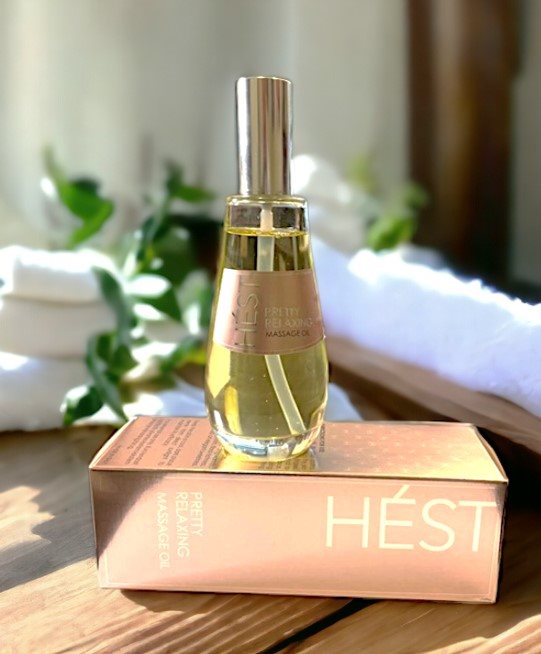 Terrigeno HÉST Massage Oil + rosenkvartsstener - Pretty Relaxing 100ml - Massasjeolje - JK-Shop