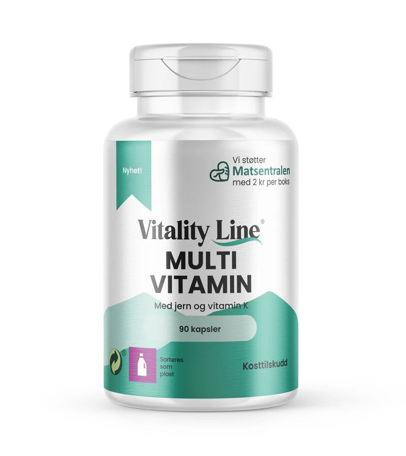 VITALITY LINE MULTIVITAMIN M/ JERN 90 KAPSLER - Vitaminer & kosttilskudd - JK-Shop