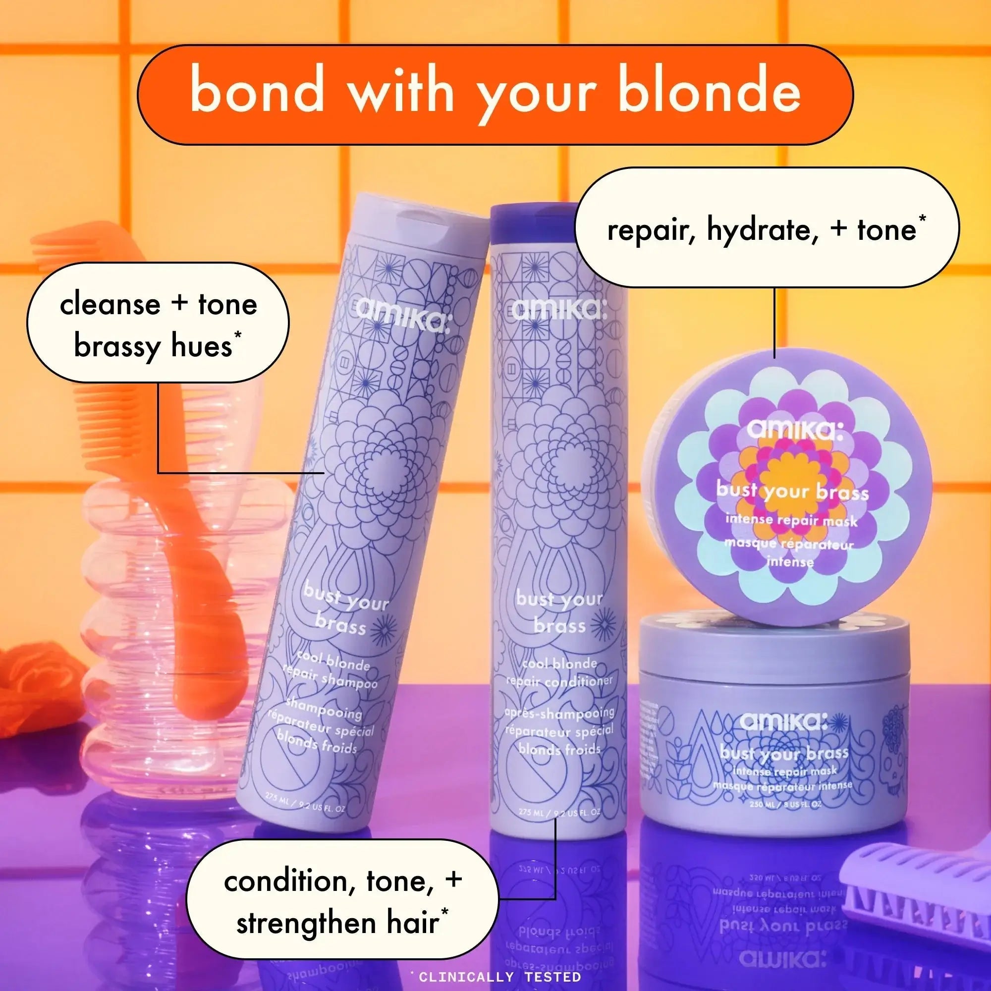 Amika Bust Your Brass Cool Blonde Intense Repair Mask 100ml-Hårkur-JKSHOP