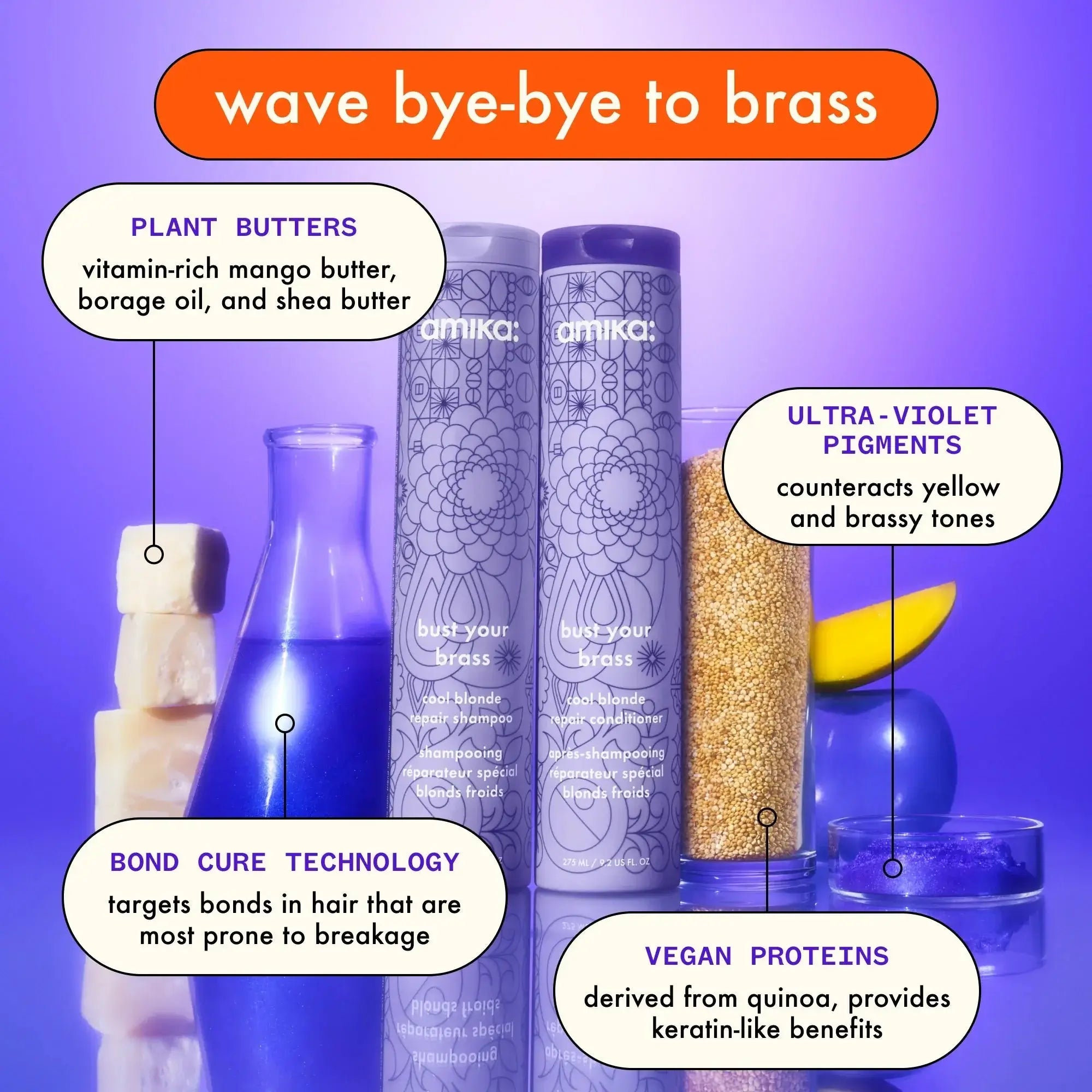 Amika Bust Your Brass Cool Blonde Repair Conditioner 275ml-Balsam-JKSHOP