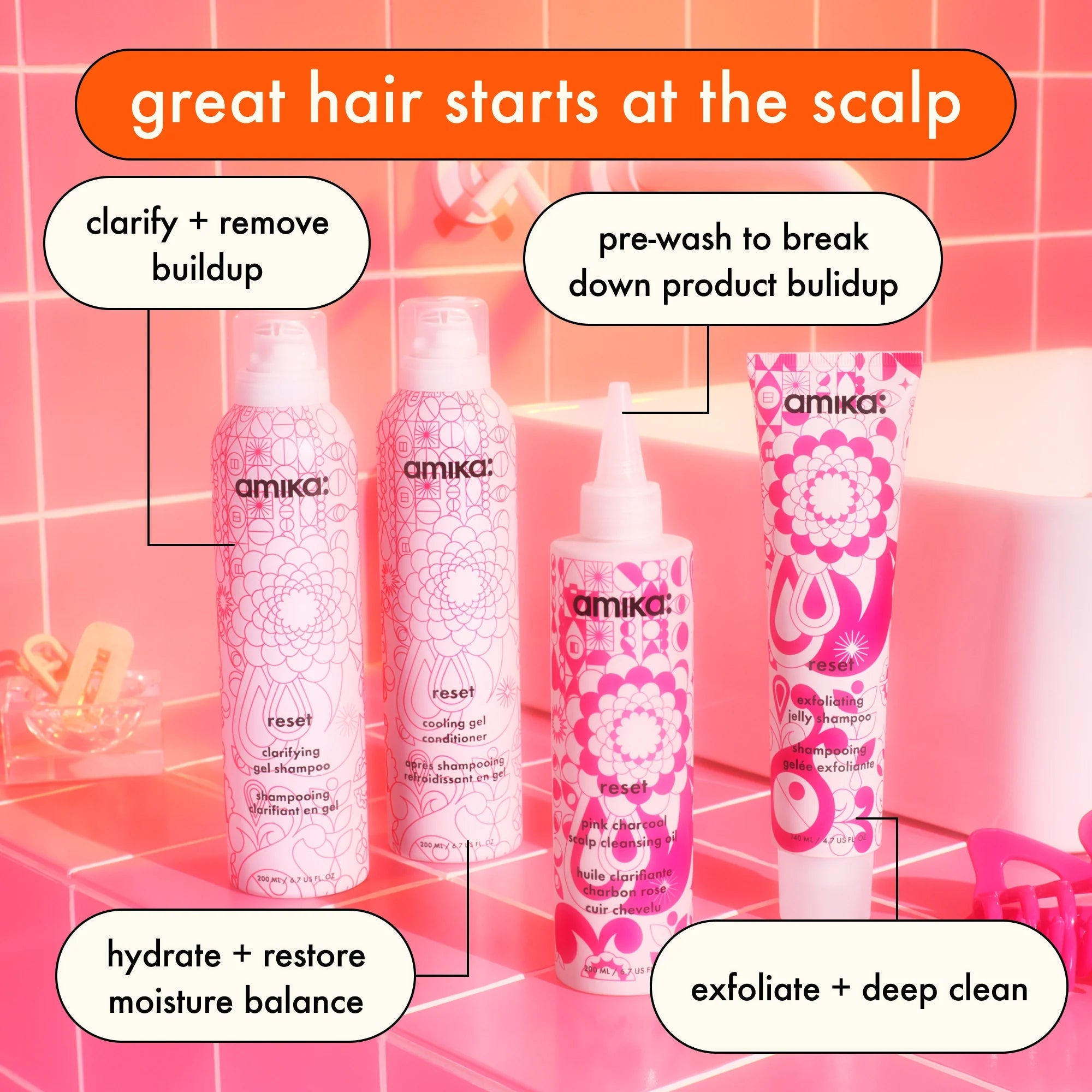 Amika Reset Pink Charcoal Scalp Cleansing Oil-Hodebunnspleie-JKSHOP