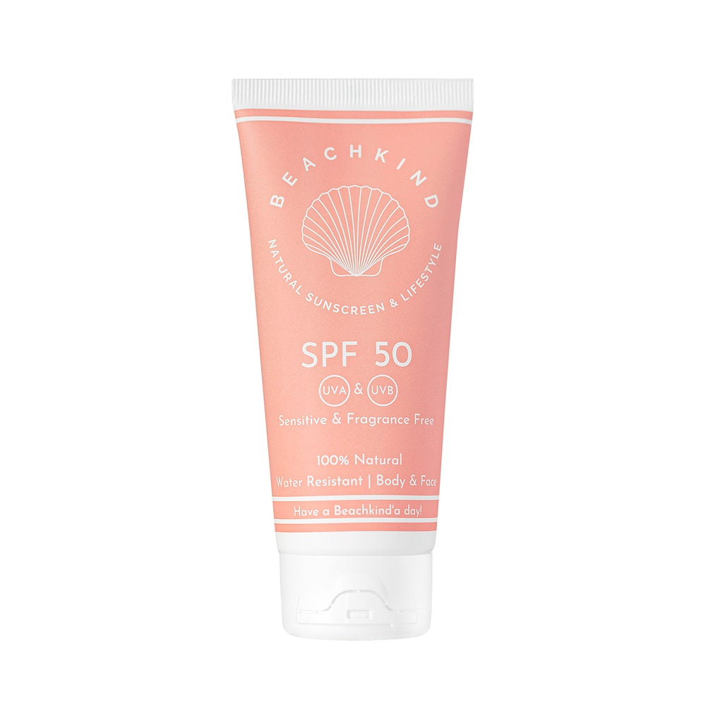 Beachkind Natural Sunscreen Sensitive Fragrance Free SPF 50 - 100ml - Solkrem - JK-Shop