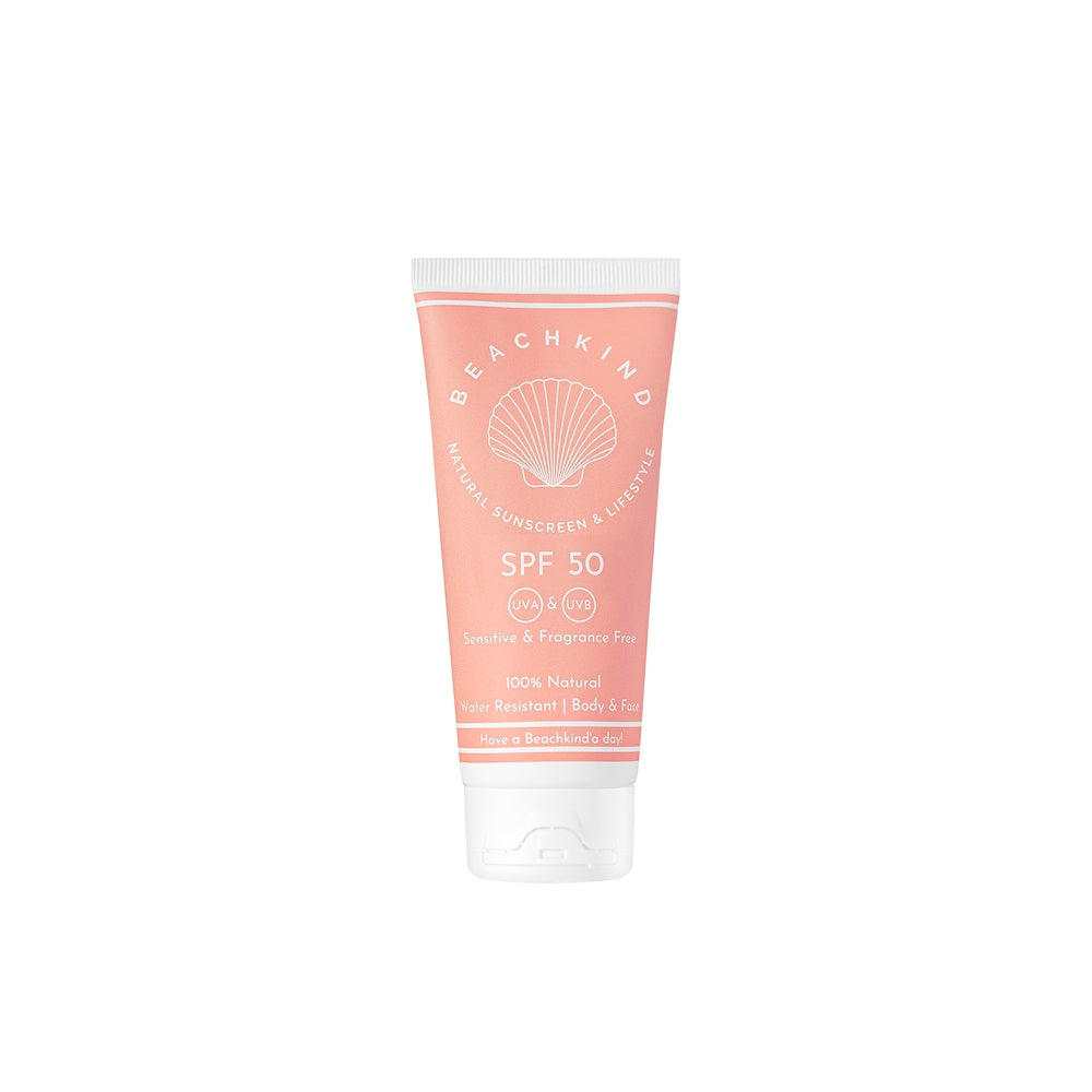 Beachkind Natural Sunscreen Sensitive Fragrance Free SPF 50 - 50ml Doftfri - Solkrem - JK-Shop