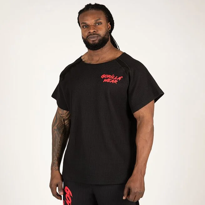 Gorilla Wear Augustine Old School Work Out Top, Black/Red, 4XL/5XL