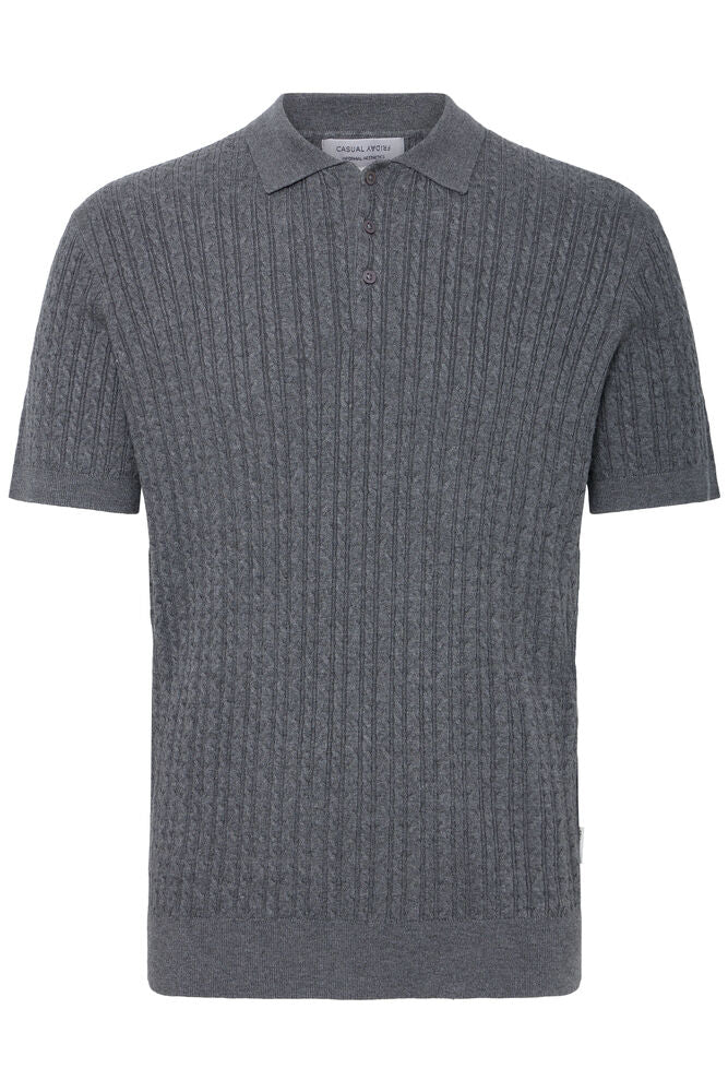 CASUAL FRIDAY, RYAN SS CABLE POLO KNIT - T-skjorter & polo - JK-Shop