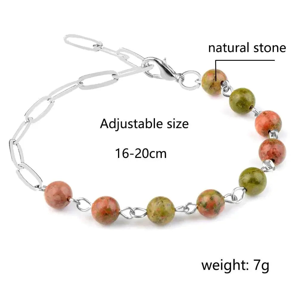 Chanfer perler av naturstein armbånd-Armbånd-JKSHOP