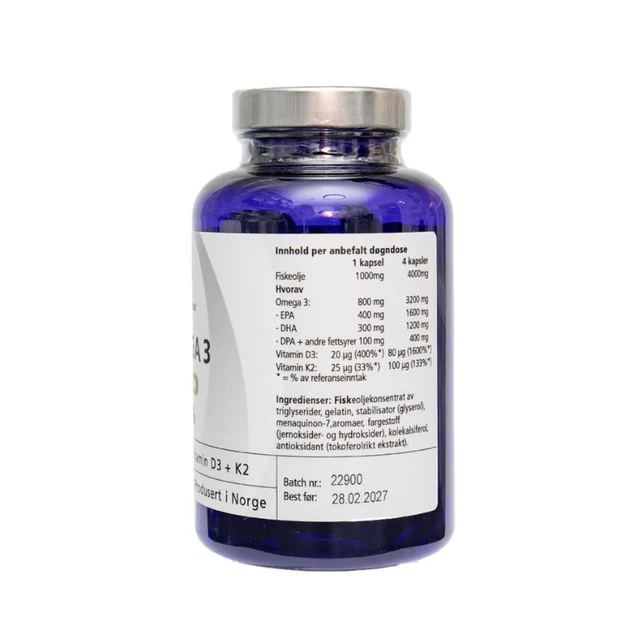 Easy Choice - Omega 3 Premium 1000mg med D3 og K2 - 120 kapsler - Vitaminer & kosttilskudd - JK-Shop
