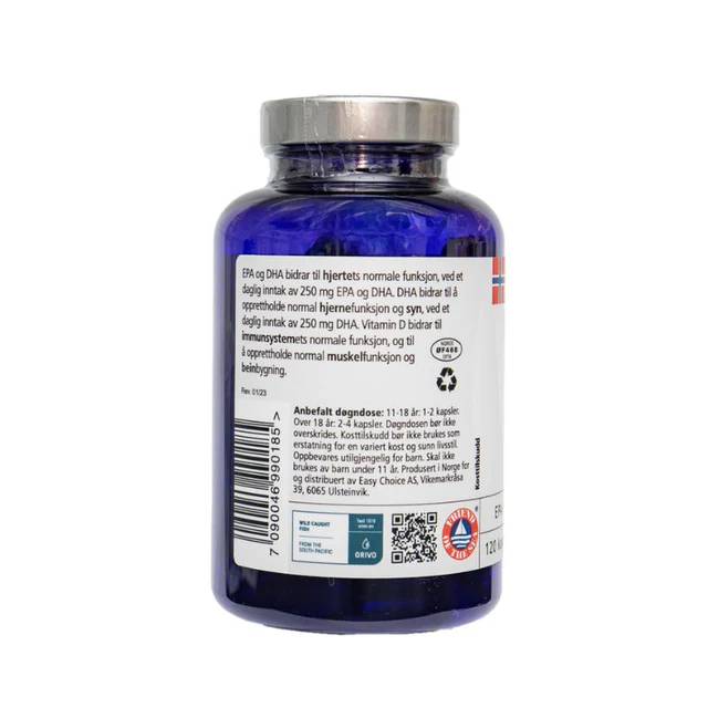 Easy Choice - Omega 3 Premium 1000mg med D3 og K2 - 120 kapsler - Vitaminer & kosttilskudd - JK-Shop