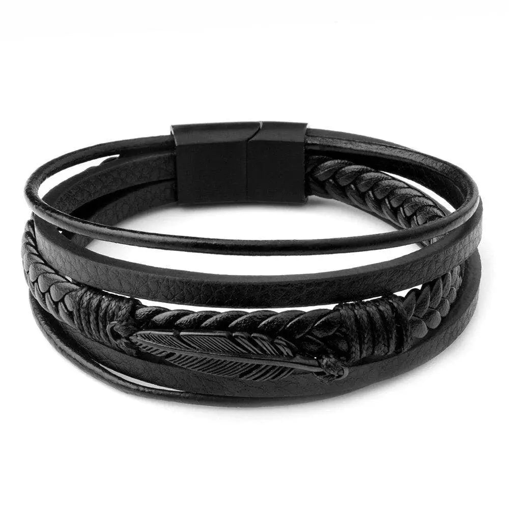 Ekte lær bladfjærarmbånd-Armbånd-JKSHOP