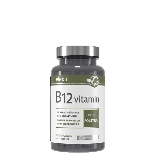 Elexir Pharma Vitamin B-12 Vegansk 100 tabletter - Vitaminer & kosttilskudd - JK-Shop