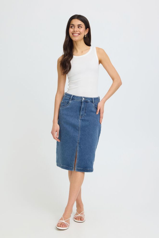 Fransa VILJA SKIRT 1, Mid Blue denim - Skjørt - JK-Shop