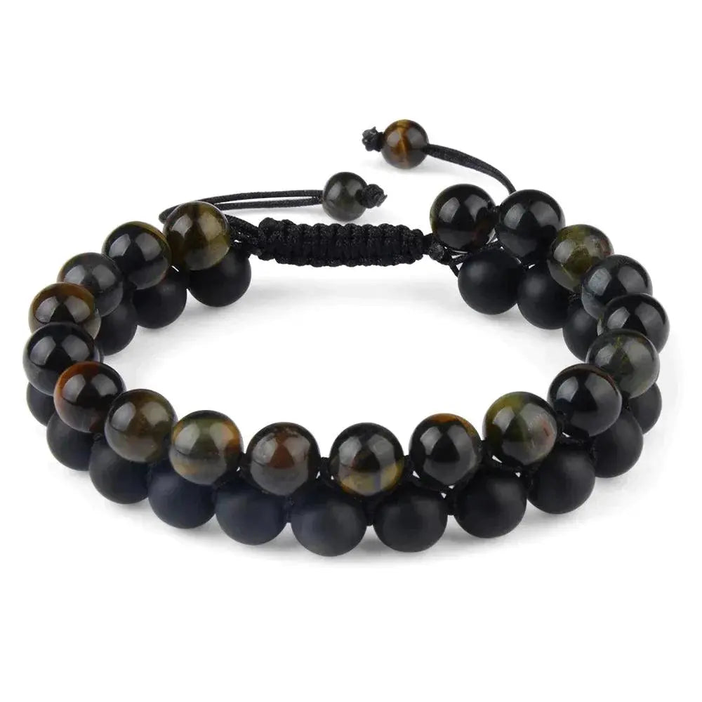Håndlagde flettede doble natursteinsarmbånd-Armbånd-JKSHOP