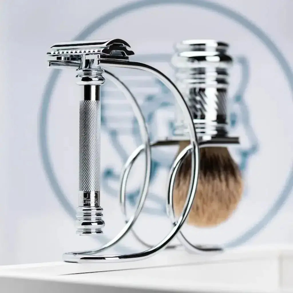 Merkur, Shaving Set- Silvertip Shaving Brush & Safety Razor- Chrome-Barbersett-JKSHOP