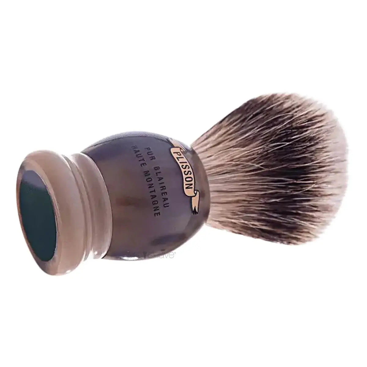 Plisson Shaving Brush, High Mountain White Badger & Genuine Horn- Size 18-Barberkost-JKSHOP