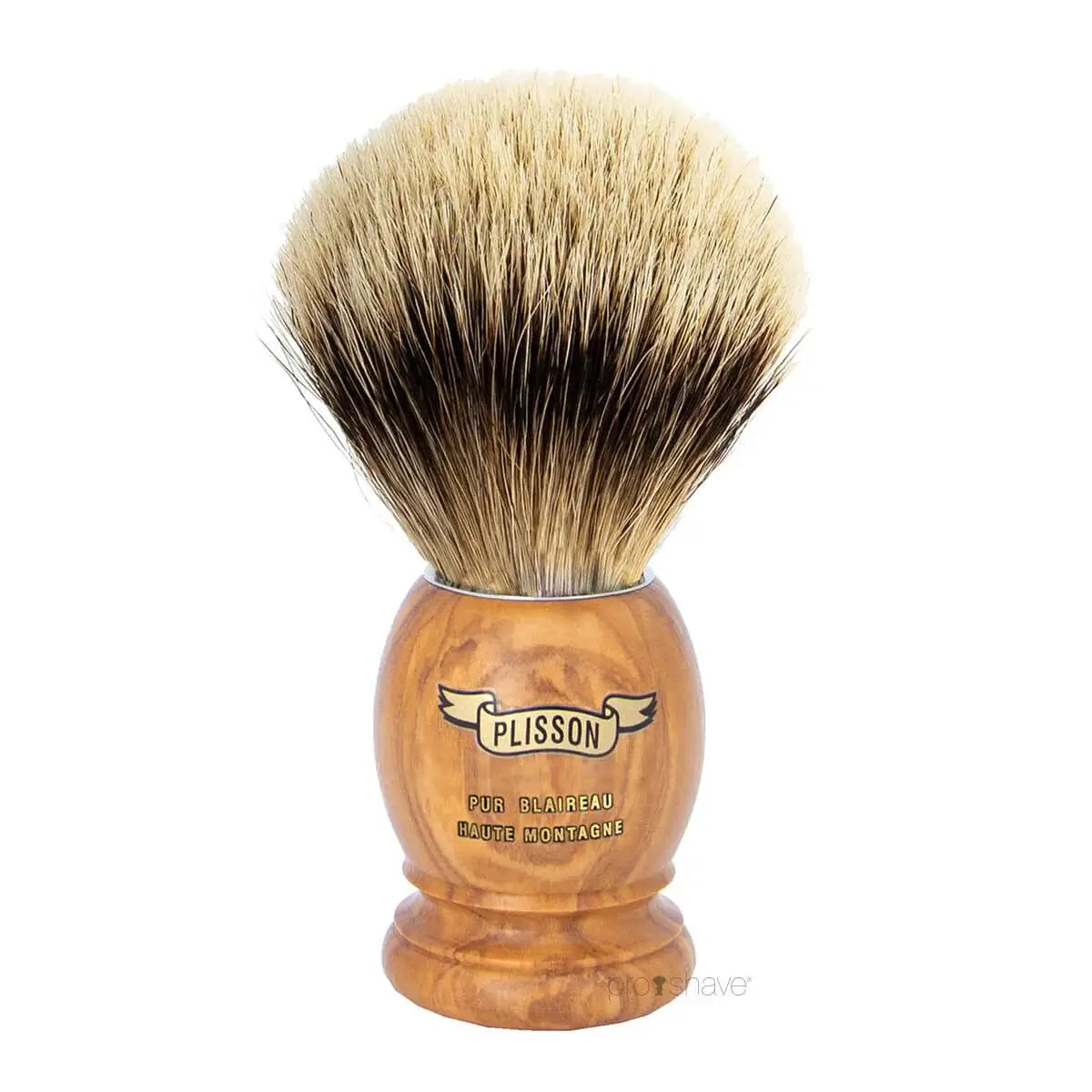 Plisson Shaving Brush, High Mountain White Badger & Olive Wood-Size 12-Barberkost-JKSHOP
