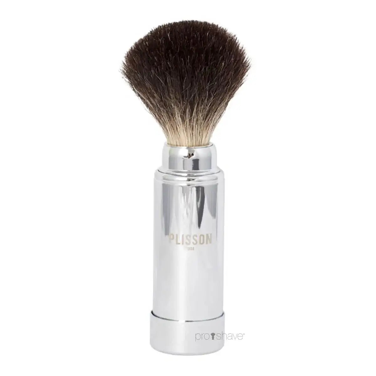 Plisson Travel Brush, Pure Black Badger & Chrome- Size 8-Barberkost-JKSHOP