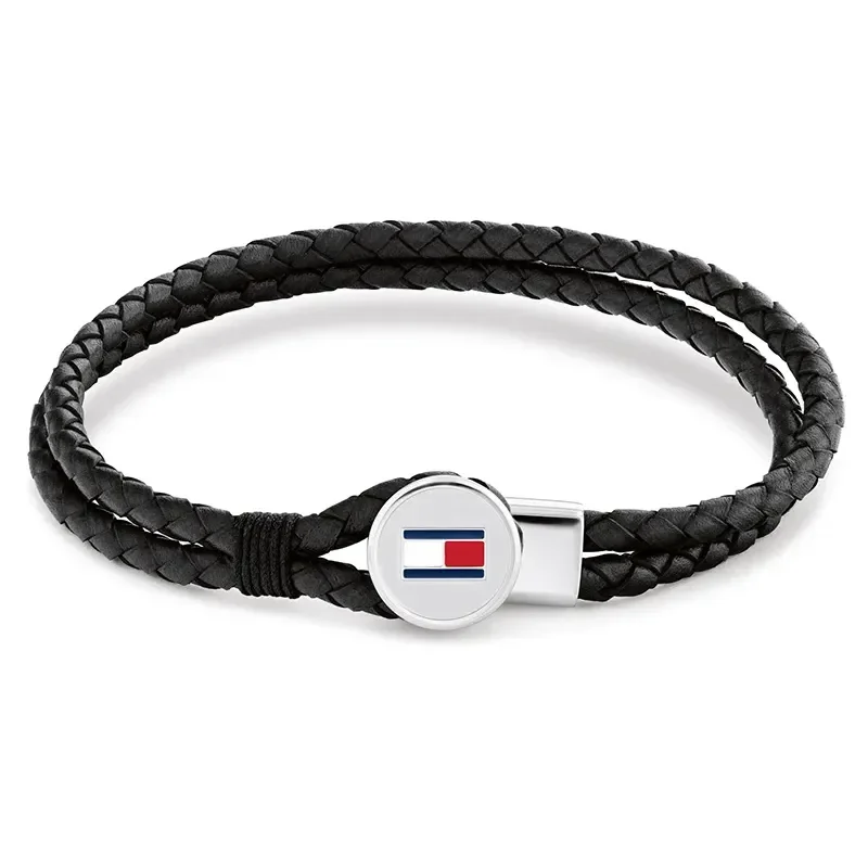 TOMMY HILFIGER BRAIDED LEATHER BRACELET BLACK - Armbånd - JK-Shop
