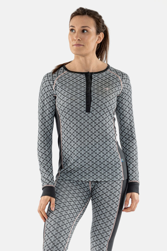 Termo Sequal Jaquard Round Neck Button LS W - Undertøy - JK-Shop