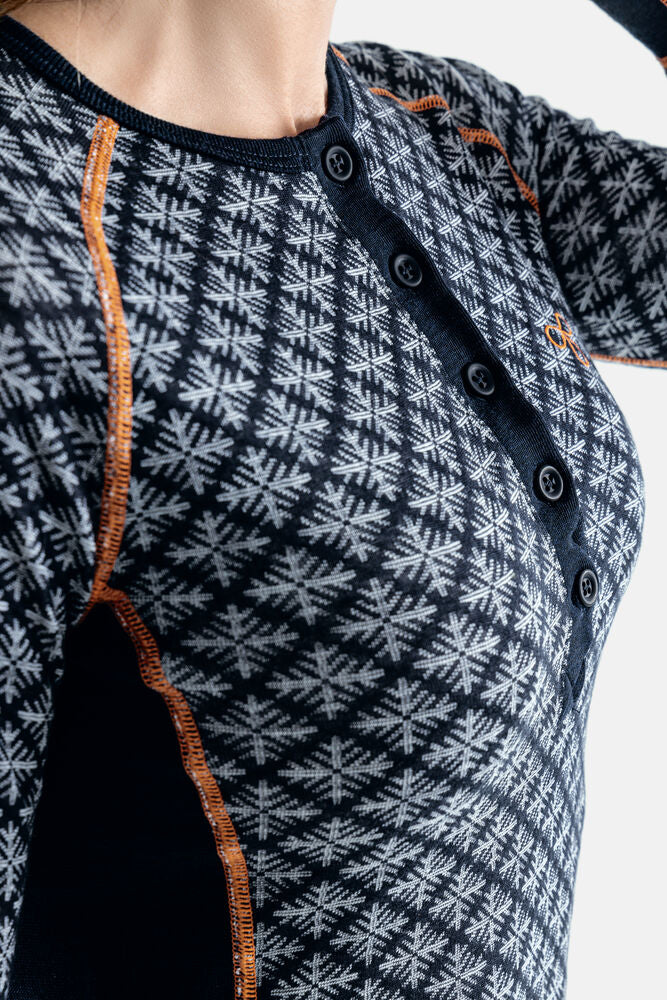 Termo Sequal Jaquard Round Neck Button LS W - Undertøy - JK-Shop