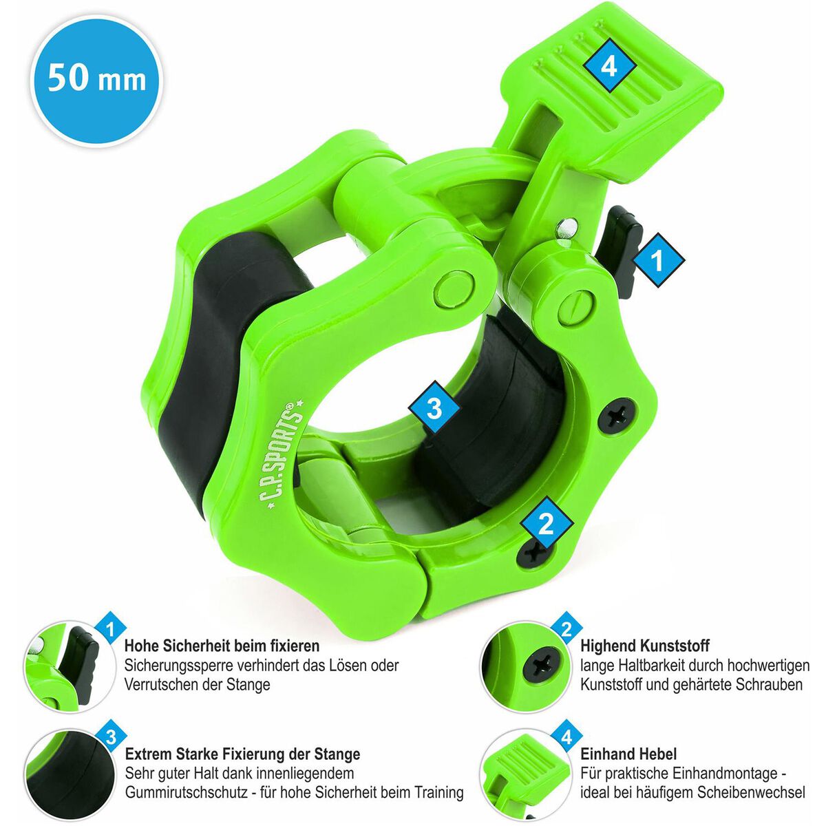 C.P. Sports Jaw Lock Pro vektstanglås 50 mm grønn bilde 4