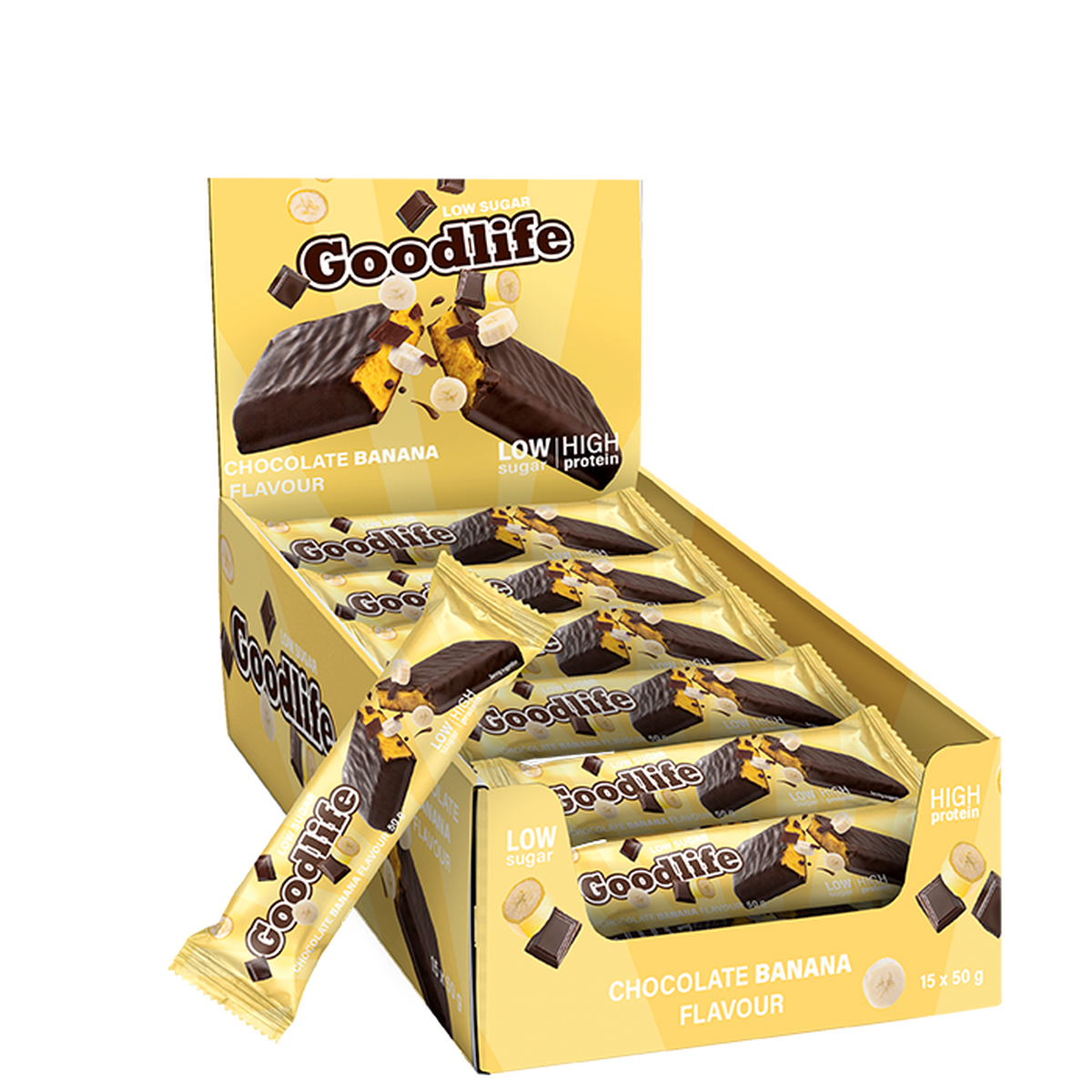Goodlife Low Sugar proteinbar Chocolate Banana 15 x 50 g