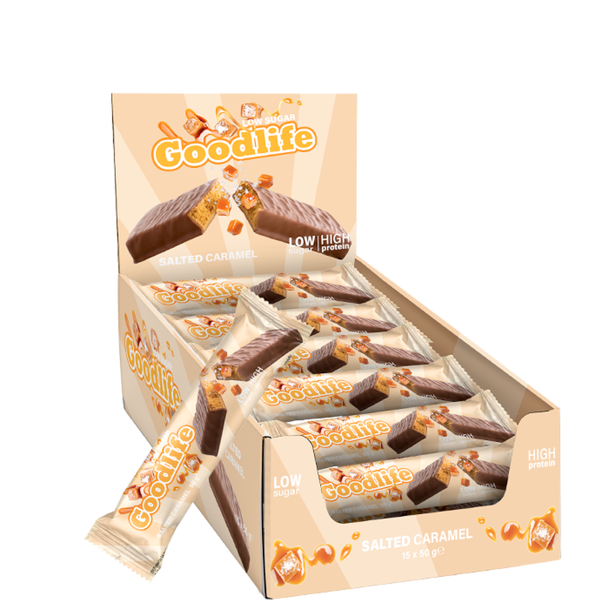 Goodlife Low Sugar proteinbar Salted Caramel 15 x 50 g