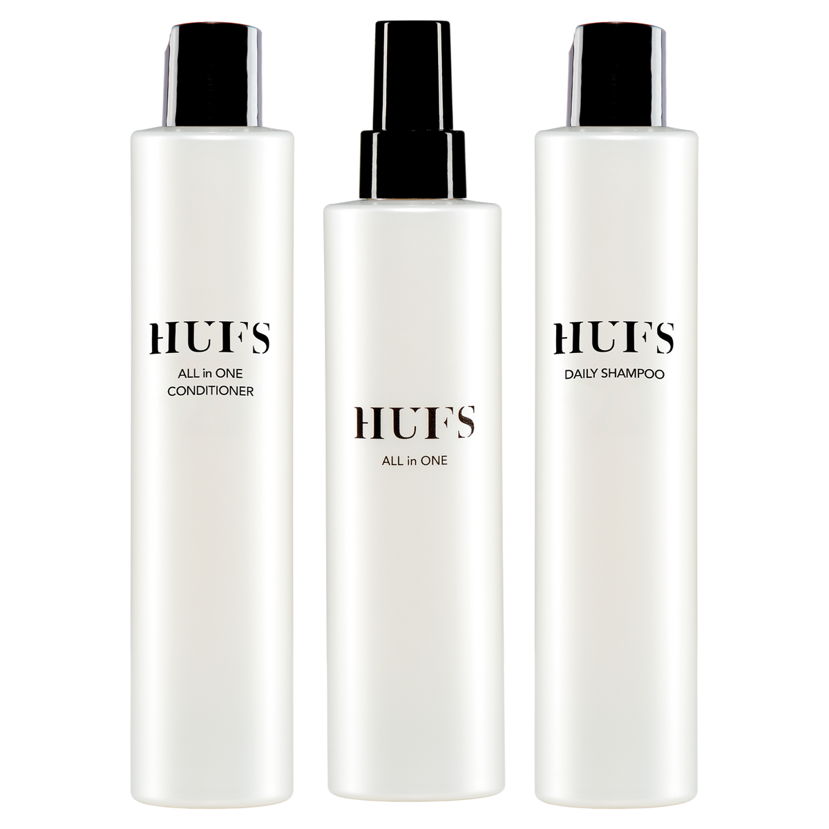 Hufs All in One 3-pack hårpleiesett med Daily Shampoo, Conditioner og leave-in