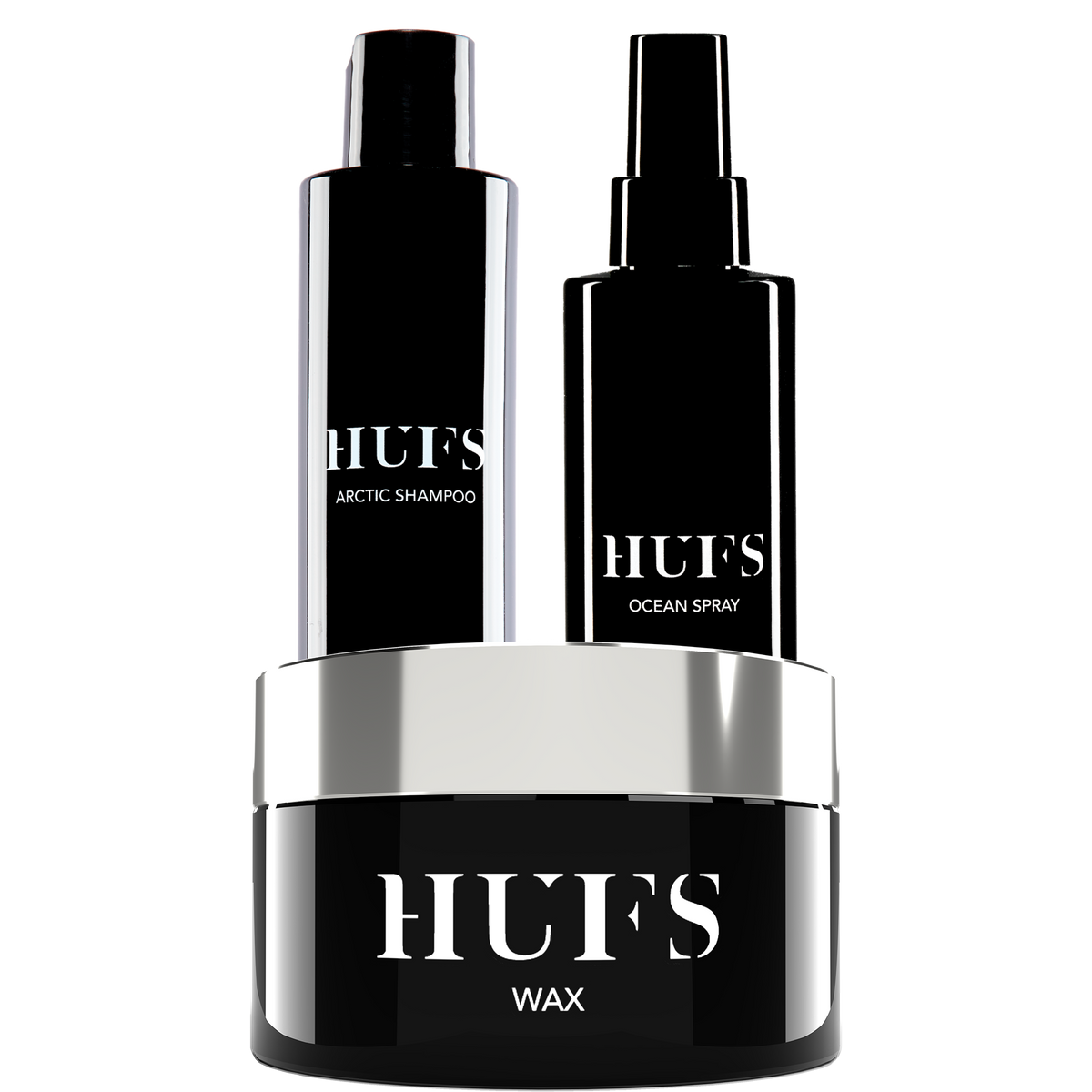 Hufs Silver Styling Set gavesett med Wax, Ocean Spray og Arctic Shampoo