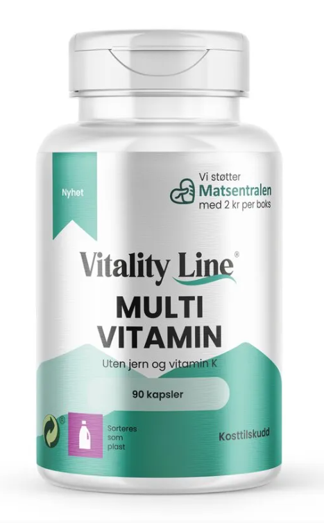 VITALITY LINE MULTIVITAMIN U/ JERN 90 KAPSLER - Vitaminer & kosttilskudd - JK-Shop